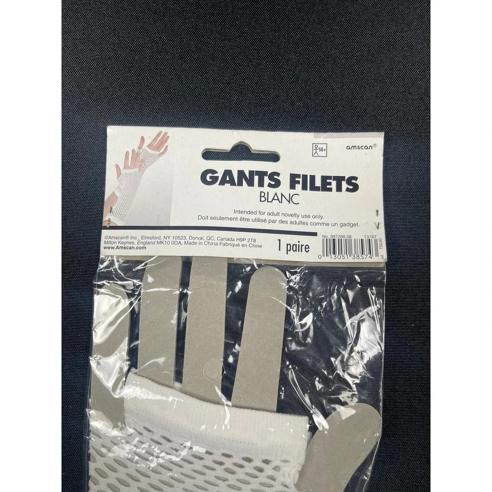 Amscan White Fishnet Fingerless Gloves 80s Costume Accessory 397288.08 New